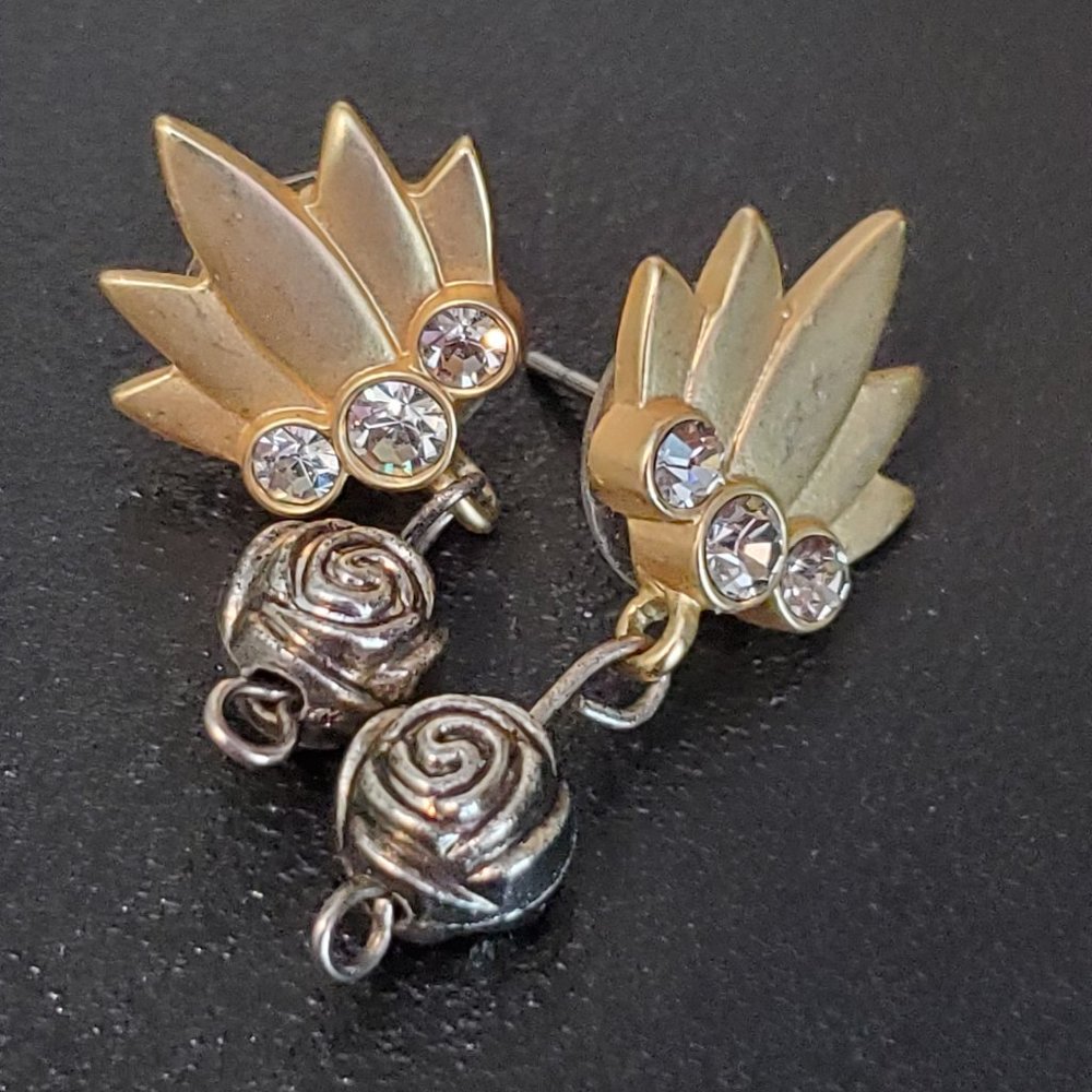 Gold Tone Handmade Crown Earrings Studs Artisan
